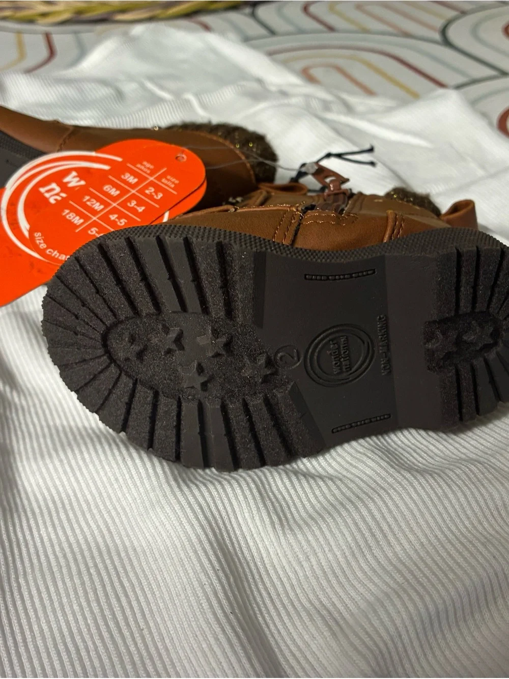 wonder nation Toddler Brown Faux-Fur Collar Lace-Up Boots